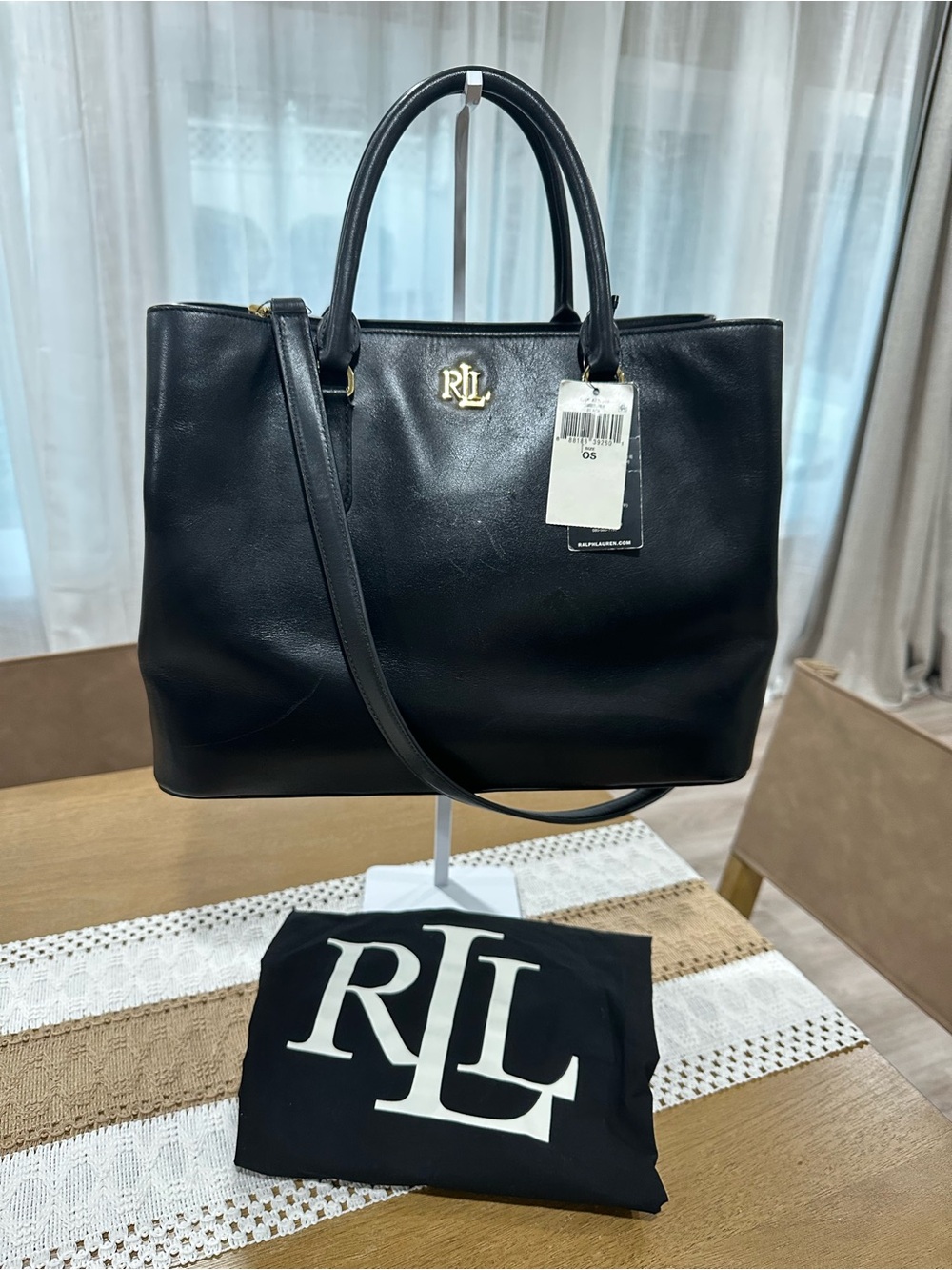 Ralph Lauren Full-Grain Leather Large Marcy Satchel Bag